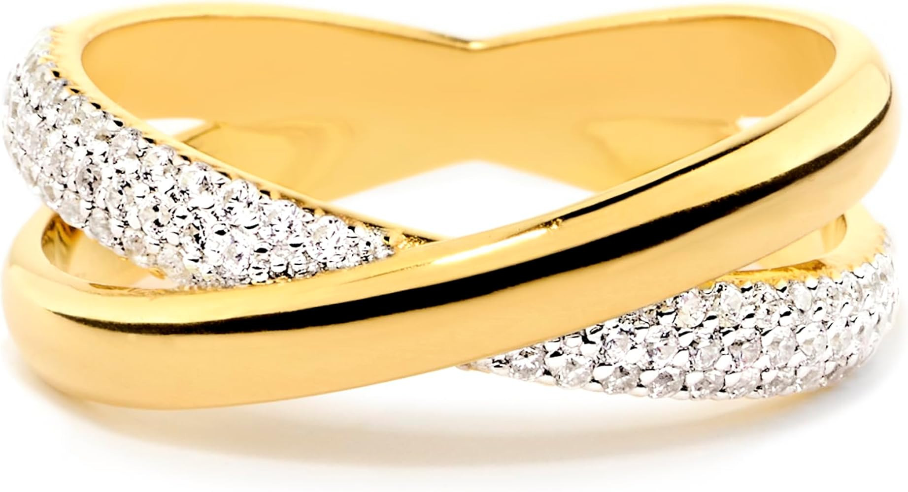 STORYJEWELLERY Gold Plated Rings for Women, Criss Cross Ring, Two Tone Ring, Silver and Gold Plat... | Amazon (US)