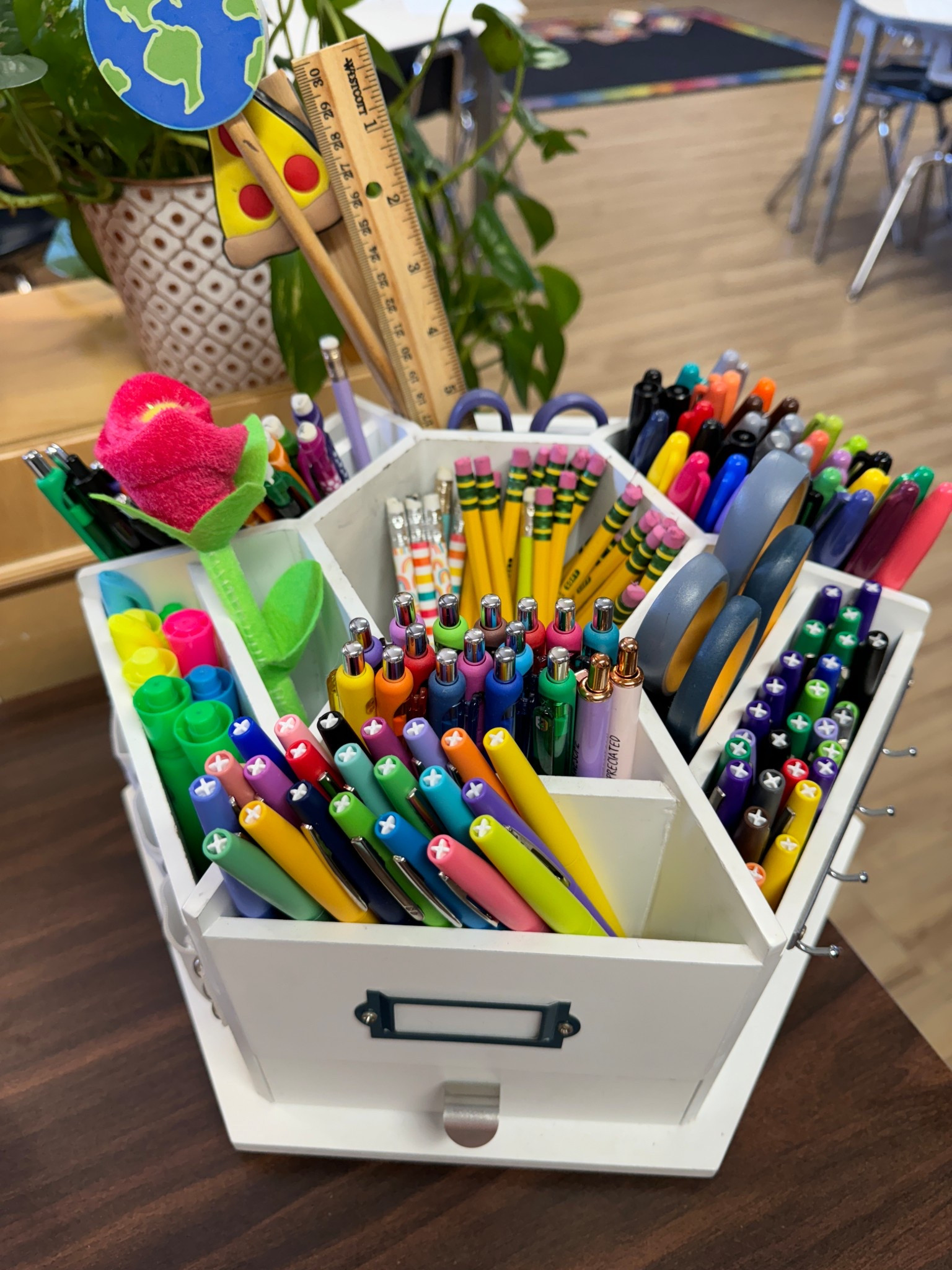 my favorite desk organizer because I have a problem with flair pens! #iykyk #teacherlife 😆