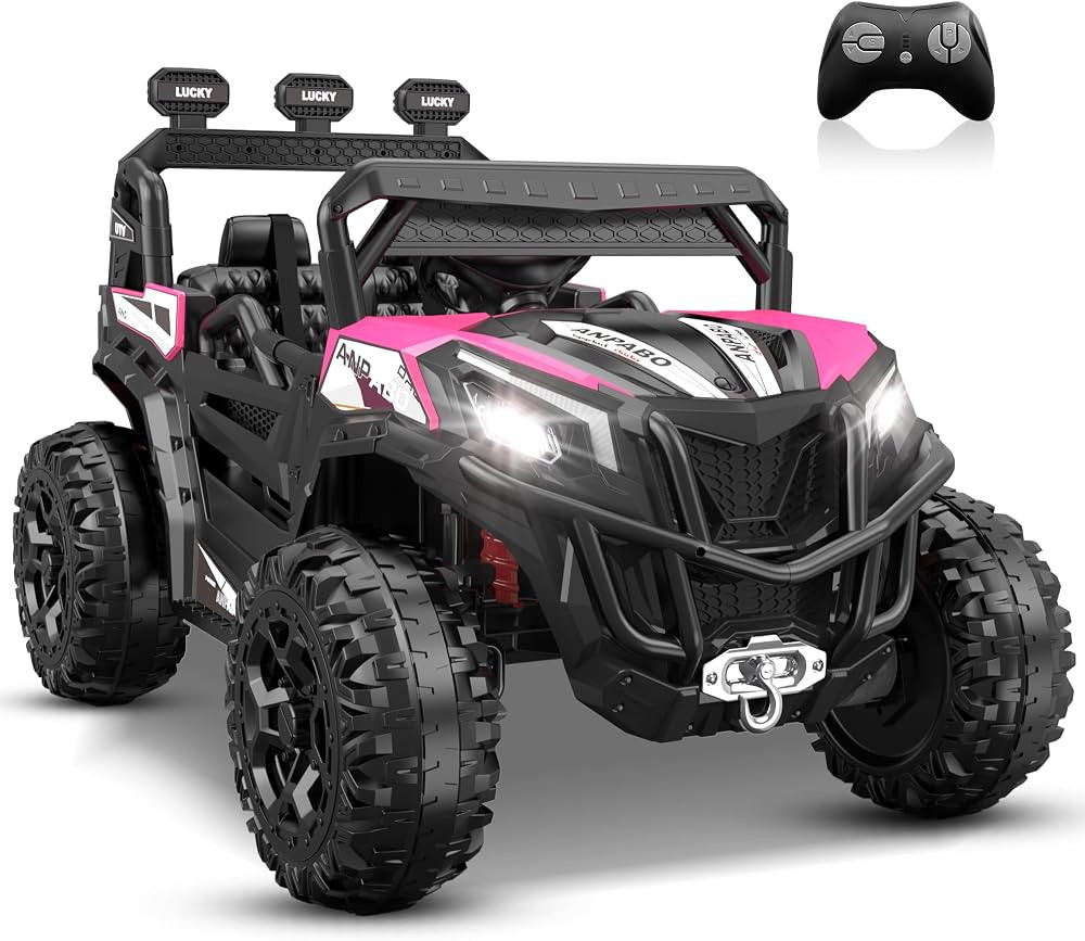 ANPABO 24V 4X4 Ride on Car Truck w/Remote Control, 4WD/2WD Switchable Kids UTV, 19" Spacious Seat... | Amazon (US)