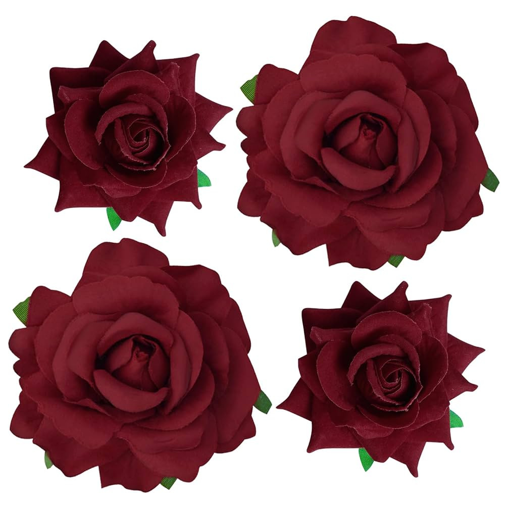Rose Hair Clip - 4 Pcs Fabric Rose Flowers Hair Clips, Mexican Hair Flowers Pin up Headpieces for... | Amazon (US)