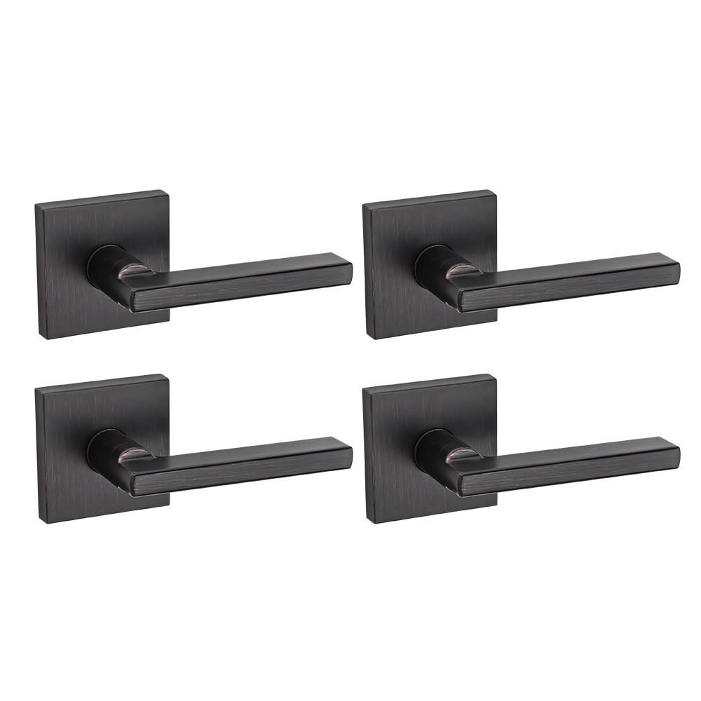 Halifax Square Venetian Bronze Passage Hall/Closet Door Lever (4-Pack) | The Home Depot