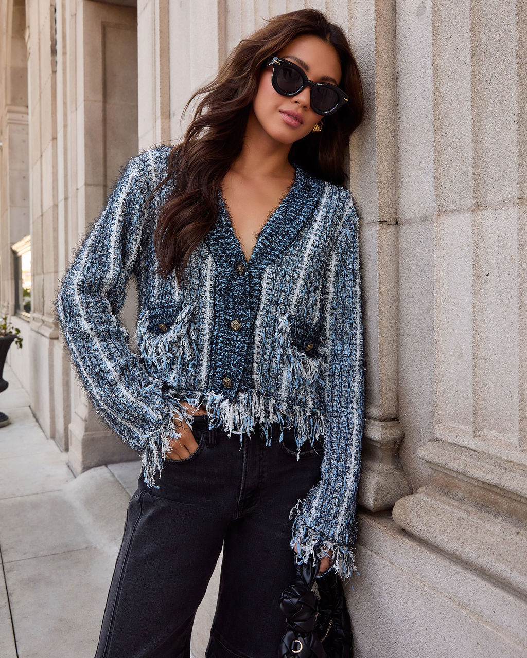 Sarahphina Cropped Fringe Cardigan | VICI