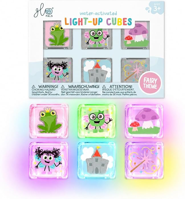 Glo Pals Water-Activated Light-Up Bath Toy Cubes, Fairies, Pack of 6 | Amazon (US)