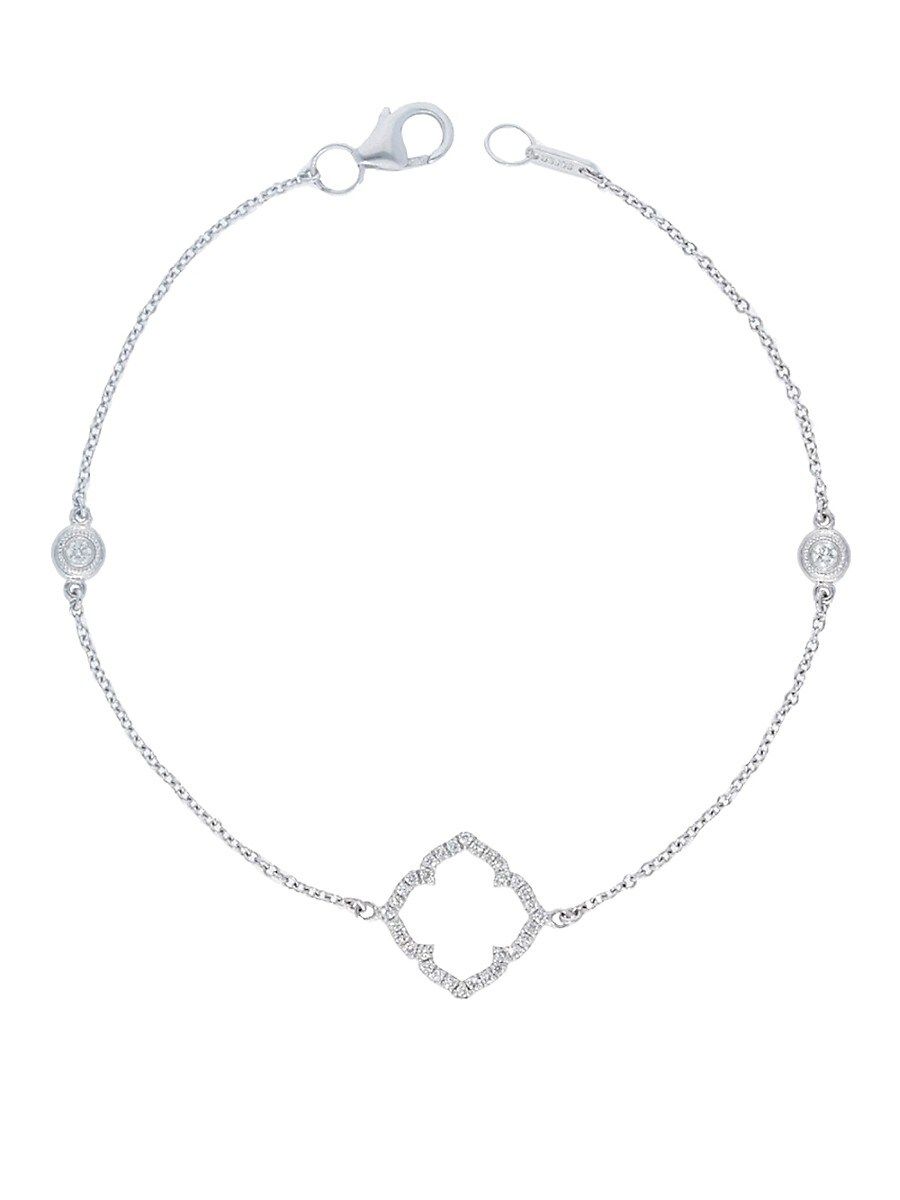 Nephora Women's 14K White Gold & Diamonds Curvy Open Clover Bracelet - White Gold | Saks Fifth Avenue OFF 5TH