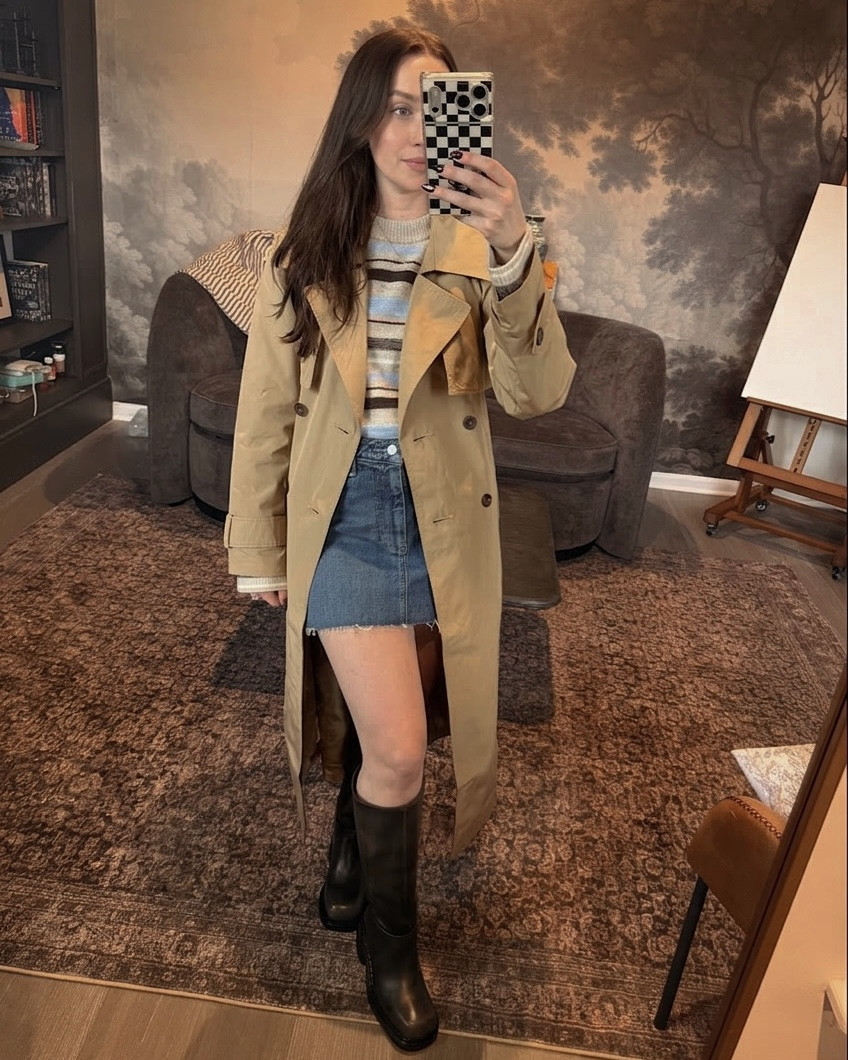 Stepping into the season with @stevemadden. 👢✨ There’s something about a tall leather boot that instantly levels up a classic trench and denim combo. #sponsored 

#LTKSpringSale #LTKSeasonal #LTKPetite