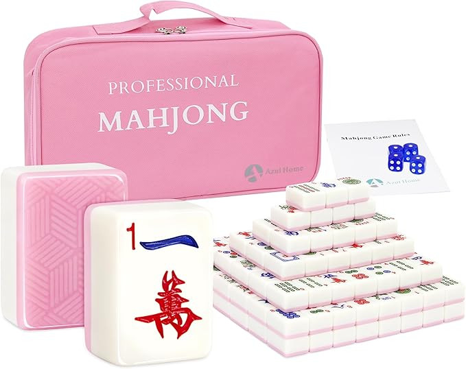 Engraved American Mahjong Tiles Set, 166 Pink 1.4" Melamine Mahjong Tiles, Easy-to-Read Jumbo Siz... | Amazon (US)