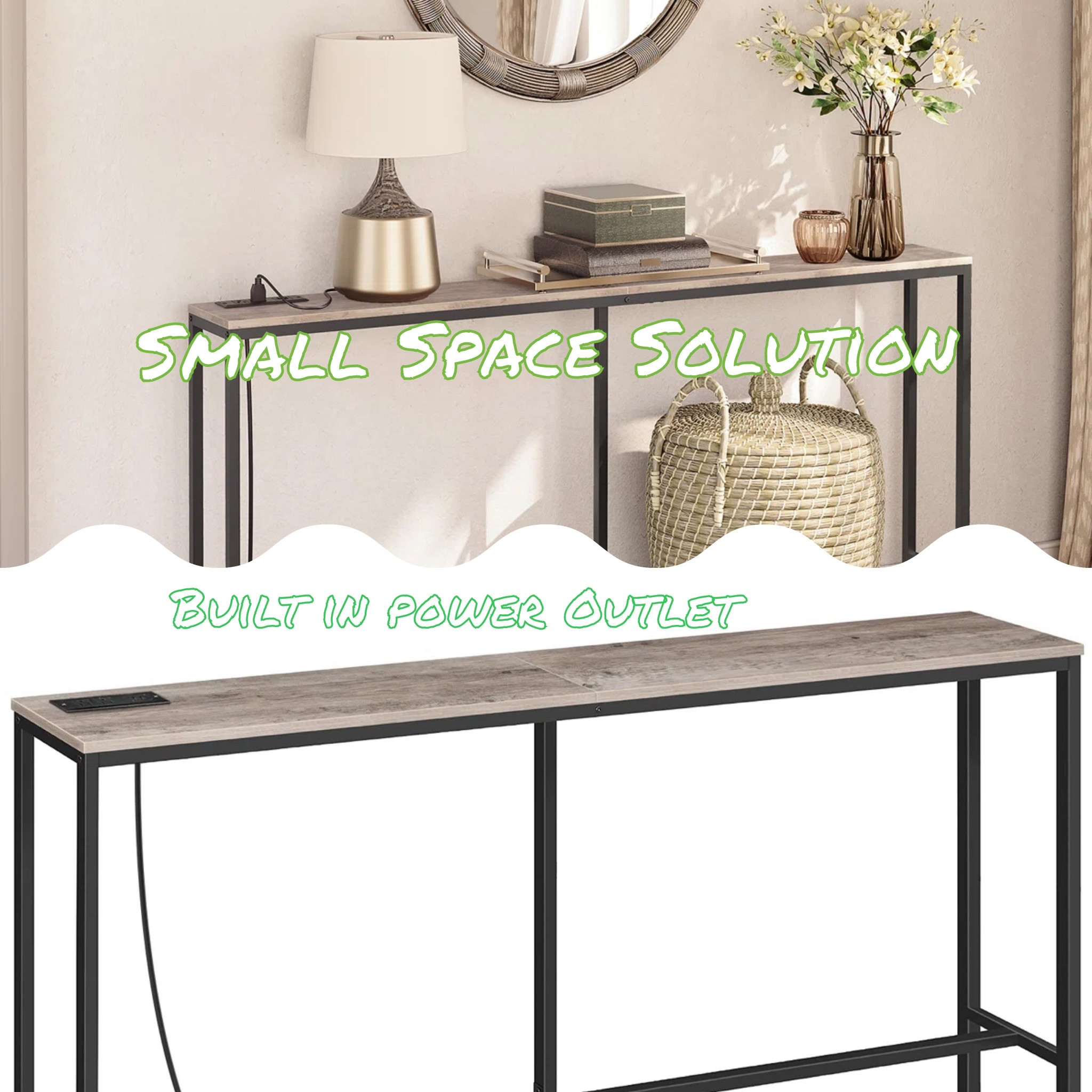 The style decor solution for small spaces. Sofa Table with Power Strip is the solution for tight spaces: The console table comes with built-in 2 plug outlets, 2 USB ports and a 59"power cord. The table top panel can be rotated, you can choose to place the power strip on the side or in the middle of the table as needed. With all the functions required for charging, the sofa table for your mobile phone, laptop, lamps and other electronic devices. This is truly a Multi-Purpose Console Table: The narrow furniture works as a console table, sofa table, entry table, or even a nightstand. 



#WayfairElevate #WayfairCreator #ad #Wayfair @Wayfair 

#LTKFinds
#LTKStyle

Decor
#LTKInteriorStyle
#LTKLivingRoom
#LTKHomeStyle
#ConsoleTable
#NarrowConsoleTable
#EntrywayTable
#BehindTheCouchTable
#SmallSpaceFurniture
#ApartmentDecor
#FunctionalFurniture
#ModernHomeDecor
#MinimalHomeStyle
#LivingRoomStyling
#EntrywayDecor
#NeutralHomeDecor
#HomeOrganization
#DecorFinds
#AmazonHomeFinds
#SmallSpaceLiving
#HomeUpgrade
#SmartHomeDecor
#HiddenOutlet
#TechFriendlyFurniture
#LTKHome

#LTKdayinmylife #LTKSeasonal #LTKHome #LTKSaleAlert