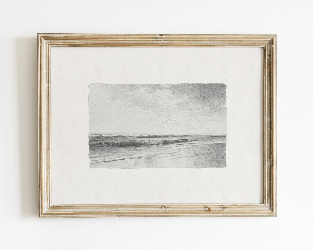 Beach wall art, seascape art, vintage art, beach drawing, vintage landscape drawing, landscape wa... | Etsy (CAD)
