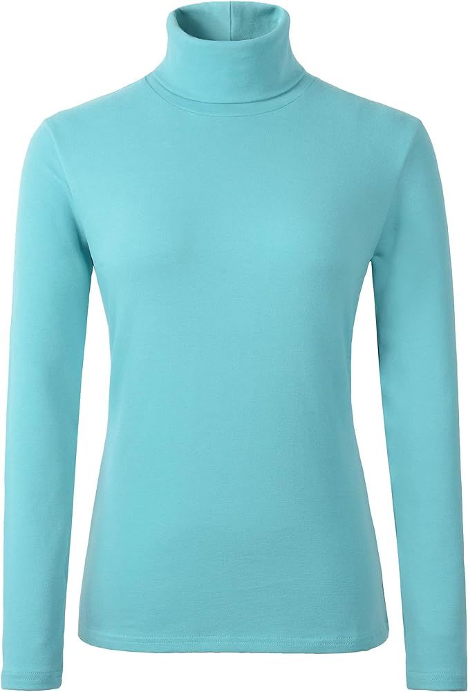 HieasyFit Women's Soft Cotton Turtleneck Top Basic Pullover Sweater | Amazon (US)