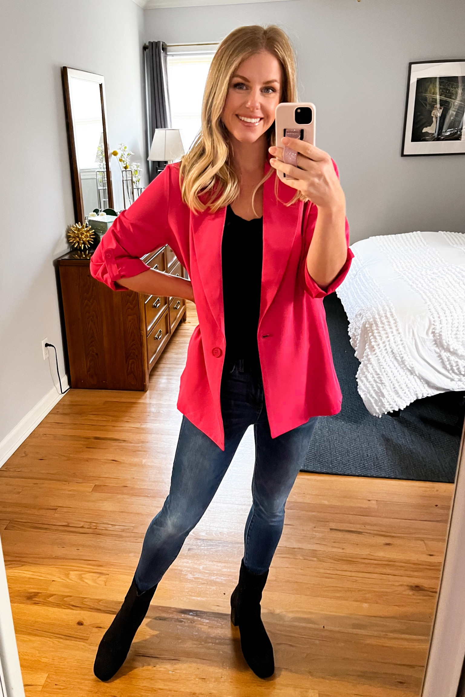 This blazer is such a fun color and currently on sale for $28 with code 15C1D9CR  available in  8 colors! 

#LTKunder50 #LTKsalealert #LTKworkwear