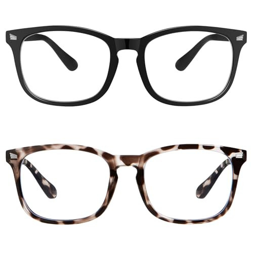 Blue Light Glasses for Woman Men, Blue Light Blocking Glasses, 2 Pack Ultralight Fashion Bluelight Glasses Blockers for Computer Protection Gaming TV Phone Reading Glasses Anti Eyestrain UV Eyeglasses | Amazon (US)