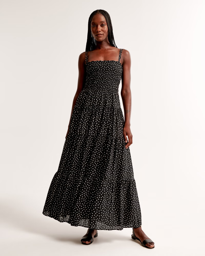 Smocked Bodice Maxi Dress | Abercrombie & Fitch (UK)