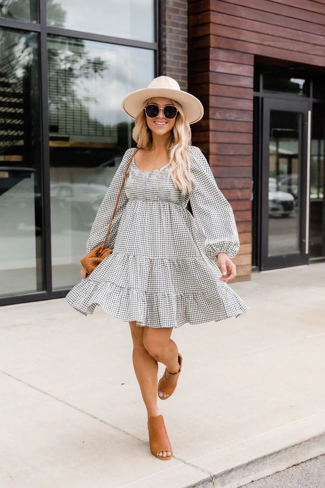 Apple Picking Navy Gingham Mini Dress | The Pink Lily Boutique