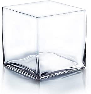 Amazon.com: WGV Cube Glass Vase, Candle Holder, 8"x8"x8", Clear Elegant Floral Accent Container P... | Amazon (US)