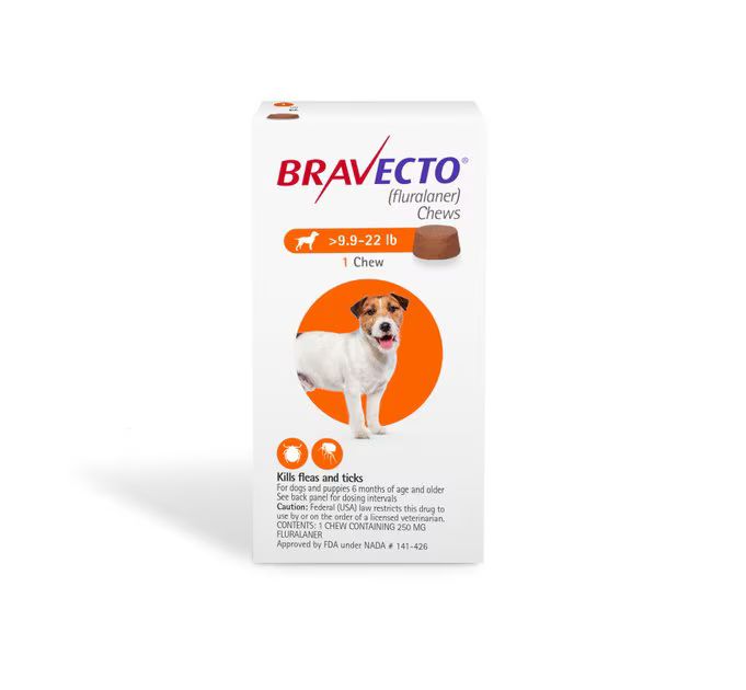 Bravecto Chew for Dogs, 9.9-22 lbs, (Orange Box) | Chewy.com