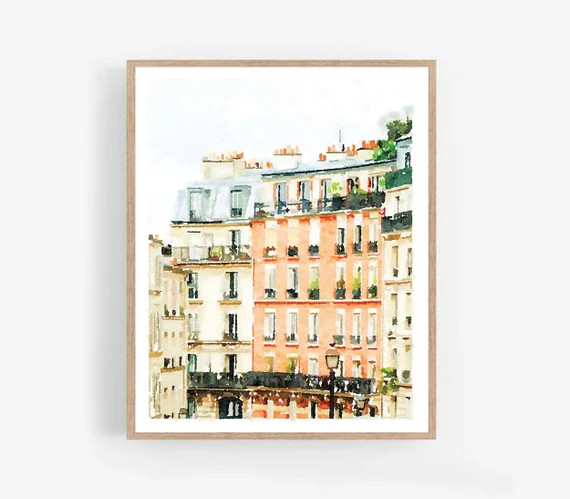 Paris France Building Facade Watercolor Wall Art, Printable Digital Download, Paris Architecture,... | Etsy (US)