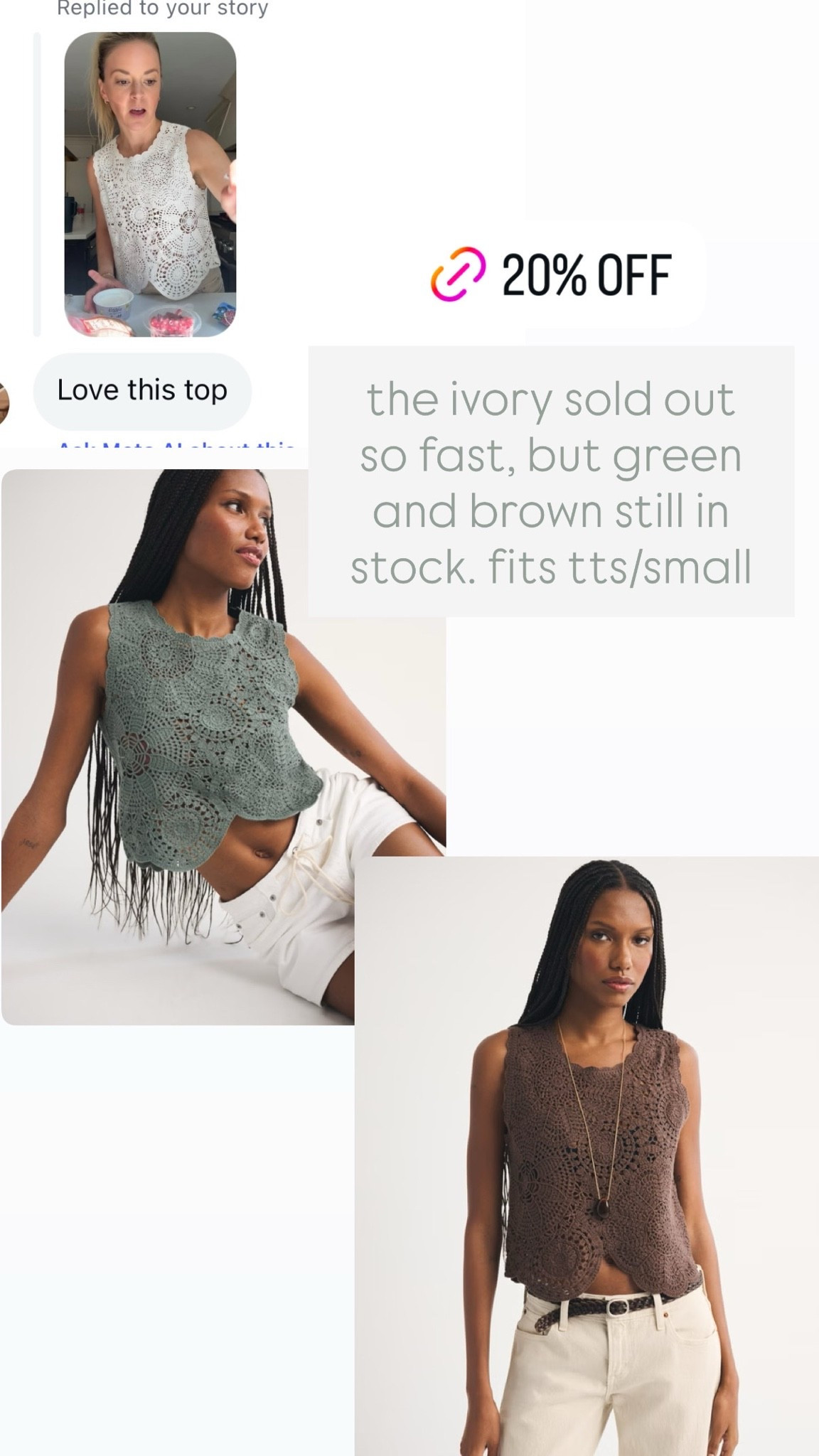 Mosaic crochet tank on sale. Fits tts, I wear a small 
-shorts tts/26 + use code STYLEDSNAPSHOTS for a discount

#LTKSaleAlert