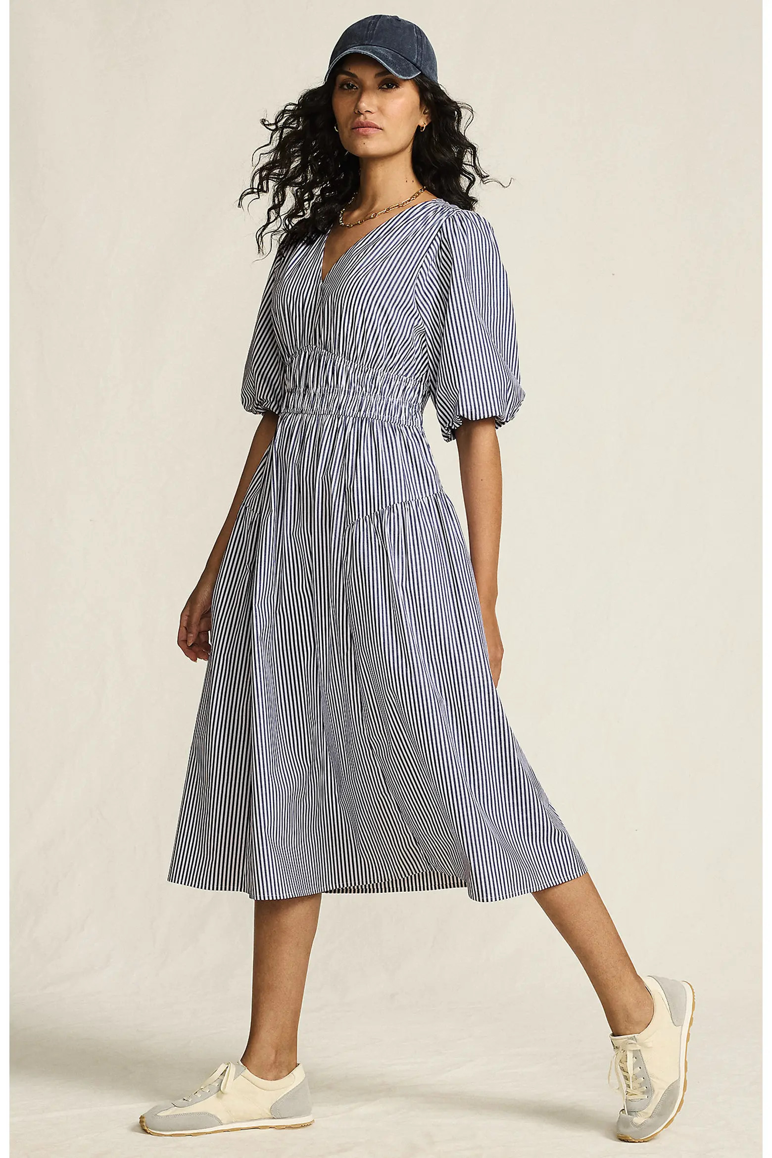 Puff Sleeve Smocked Waist V Neck Dress (Women) | Nordstrom | Nordstrom