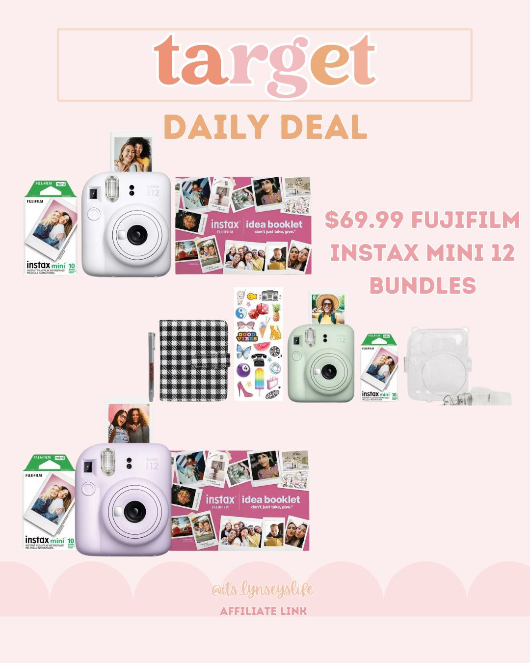 Target Daily Deal- $69.99 Fujifilm Instax  Mini 12 Bundles

 

 #LTKGiftGuide #LTKSaleAlert #LTKFindsUnder100