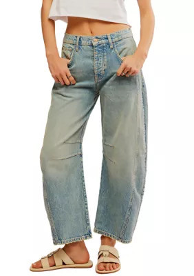 Free People Women's We the Free Good Luck Mid Rise Barrel Jeans | Belk