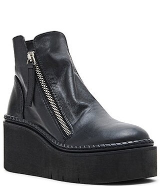 Steve Madden Drift Leather Moto Wedge Platform Booties - 9.5 | Dillard's