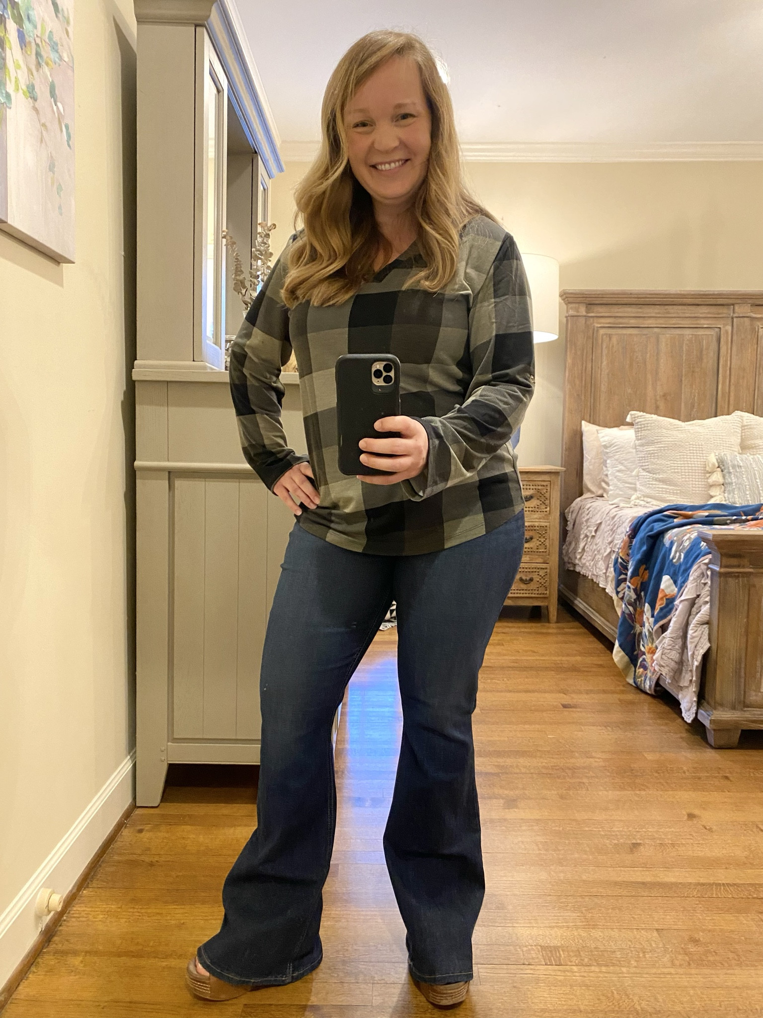 Chris complimented me in this shirt 🙌🏼 it is light weight & comes in LOTS of colors. There is a button detail to hold the sleeves up. 

#LTKmidsize #LTKfindsunder50