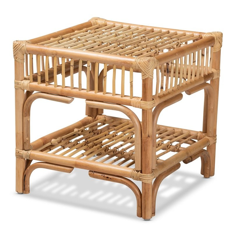 Baxton Studio Rose Natural Brown Rattan End Table | Homesquare