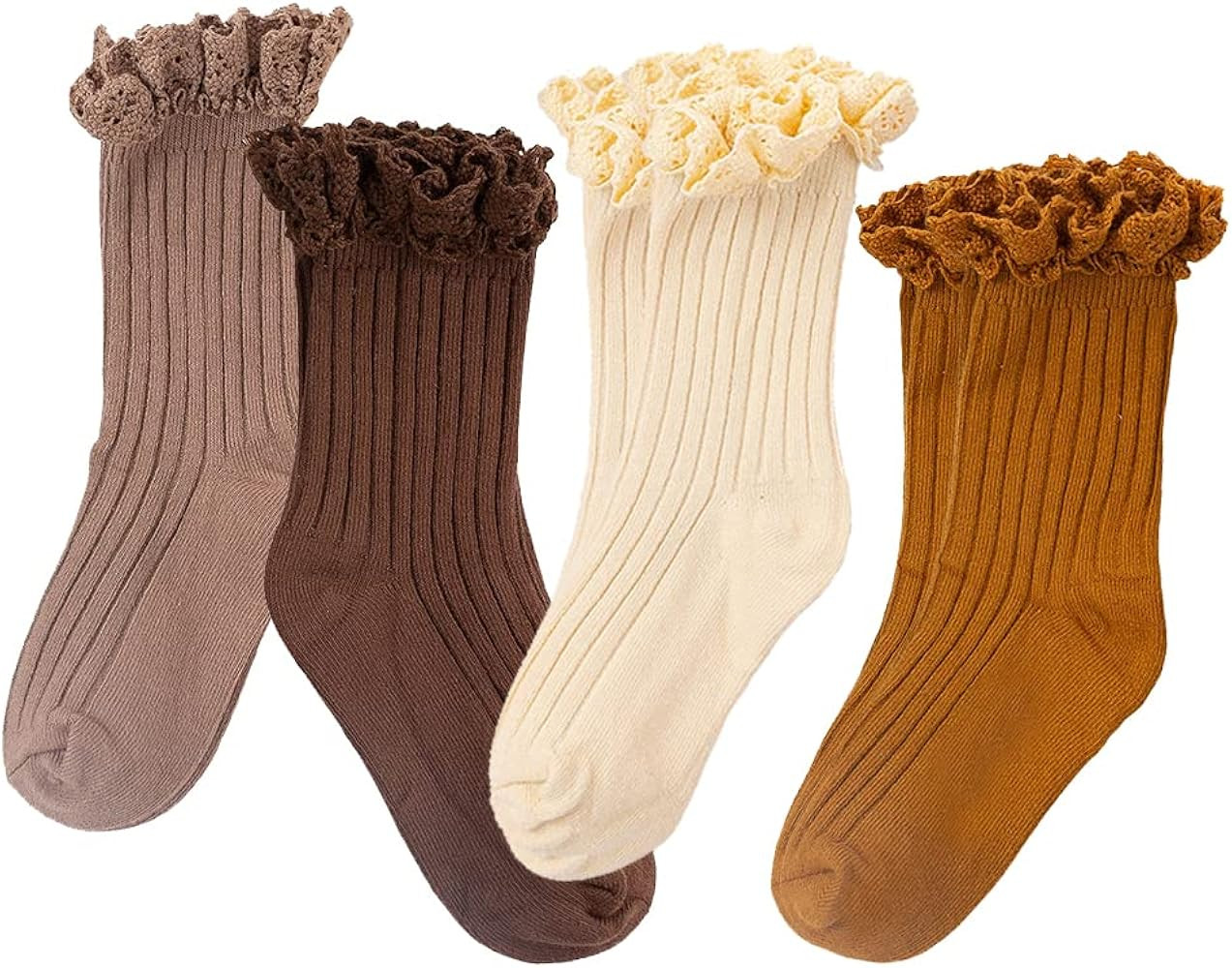 XiPriway Little Girls Vintage Ruffle Ankle Lace Socks Toddler Girl Boot Socks | Amazon (US)