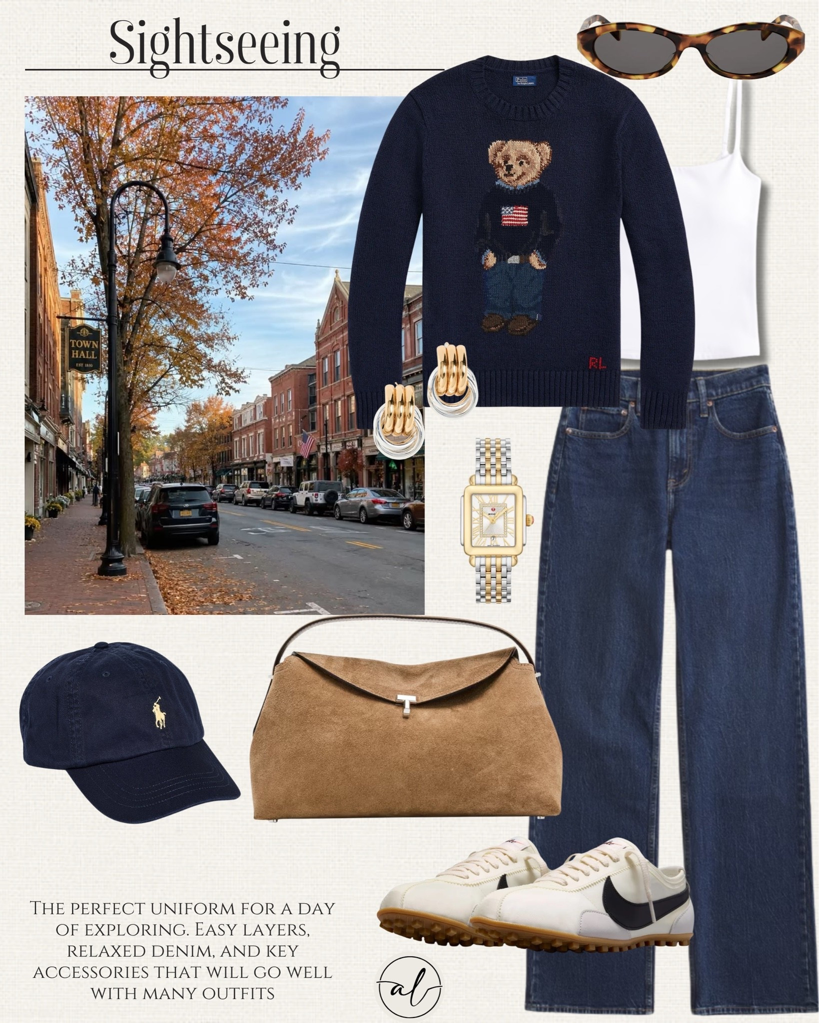 Sightseeing outfit idea 
Easy layers, relaxed denim, and key accessories, that will go well with any outfit

#LTKU #LTKSeasonal #LTKootd
