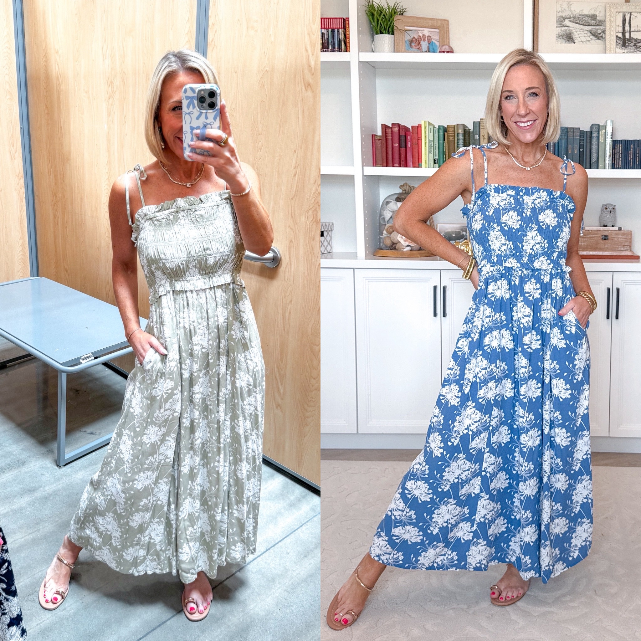 Walmart - in store try-on. Smocked Peplum Maxi Dress - size XS. $39. 2 colors. 

#LTKSeasonal#LTKOver40 

 