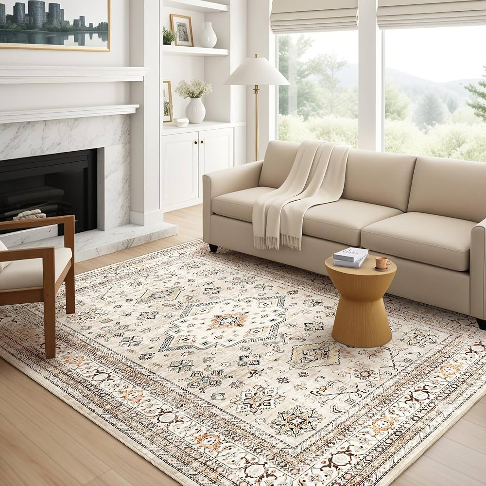 Vintage Living Room Area Rug 5x7 - Large Soft Washable Oriental Traditional Distressed Farmhouse ... | Amazon (US)