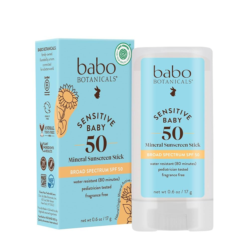 Babo Botanicals Sensitive Baby Mineral Sunscreen Stick SPF 50-70% Organic Ingredients - Zinc Oxid... | Amazon (US)