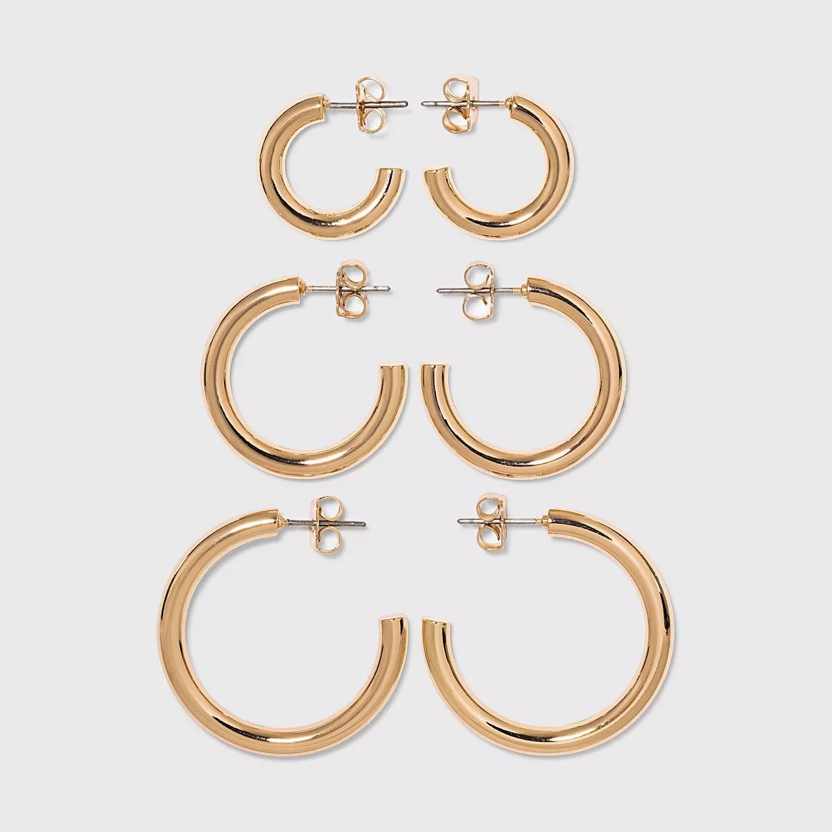 Pipe Hoop Earring Trio Set 3pc - A New Day™ Gold | Target