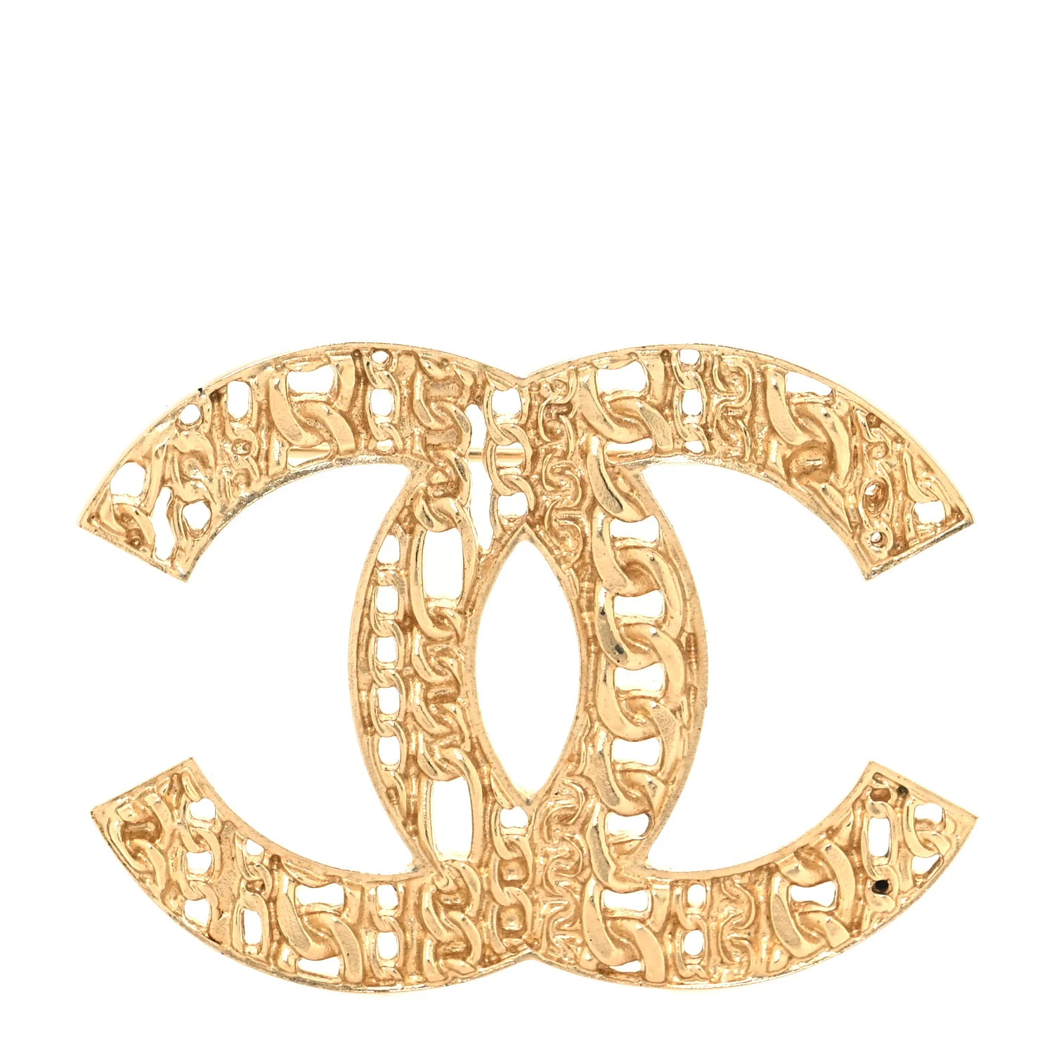 Metal CC Tweed Brooch Gold | FASHIONPHILE (US)