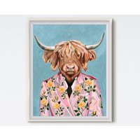 Highland Cow - Painting Fashion Print Art Animal Prints | Etsy (US)