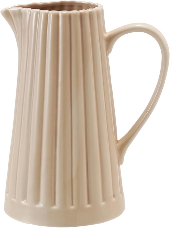 Creative Co-Op 40-Ounce Stoneware Ribbed Pitcher with Reactive Glaze, Cream | Amazon (CA)