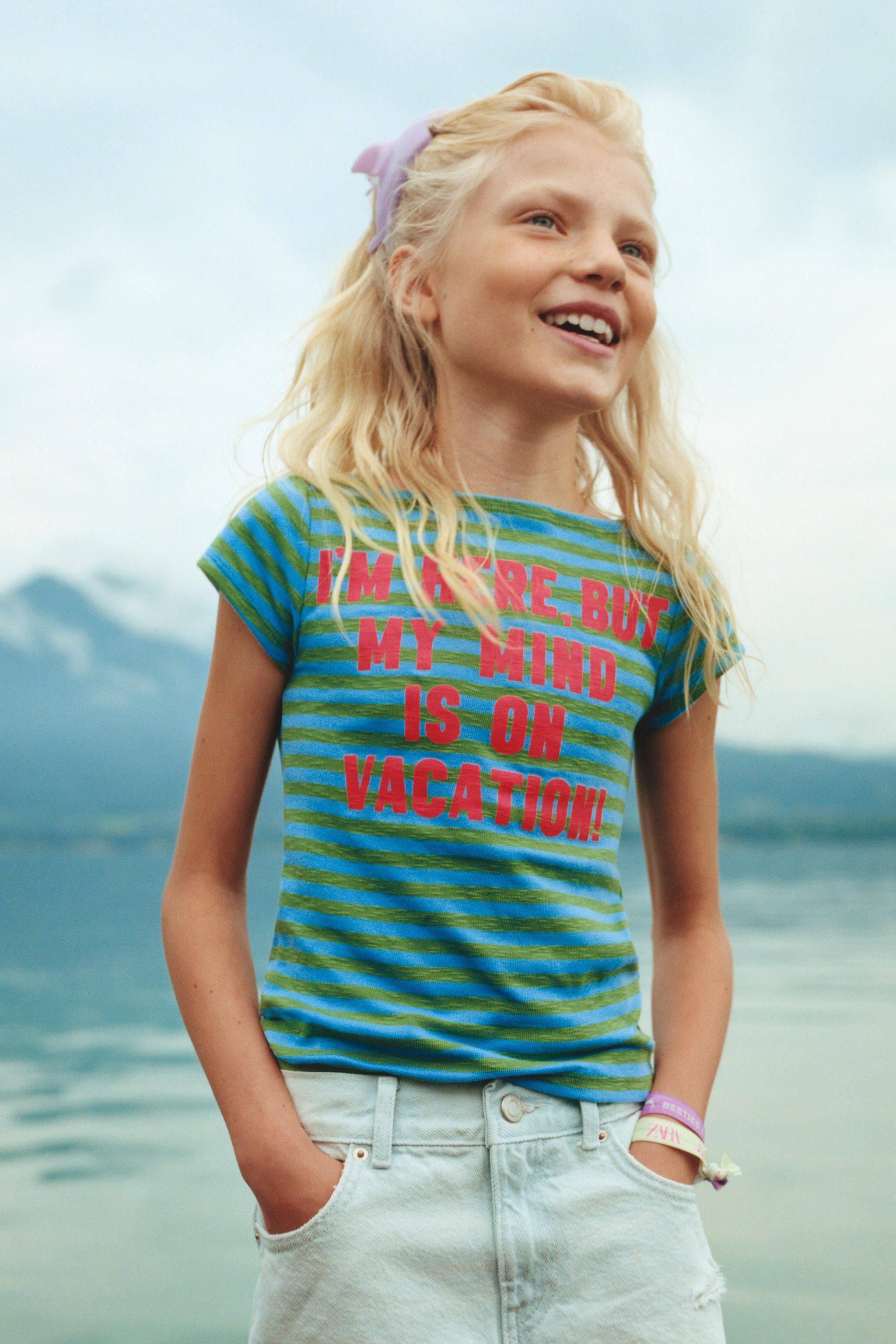 STRIPED T-SHIRT WITH TEXT | Zara US