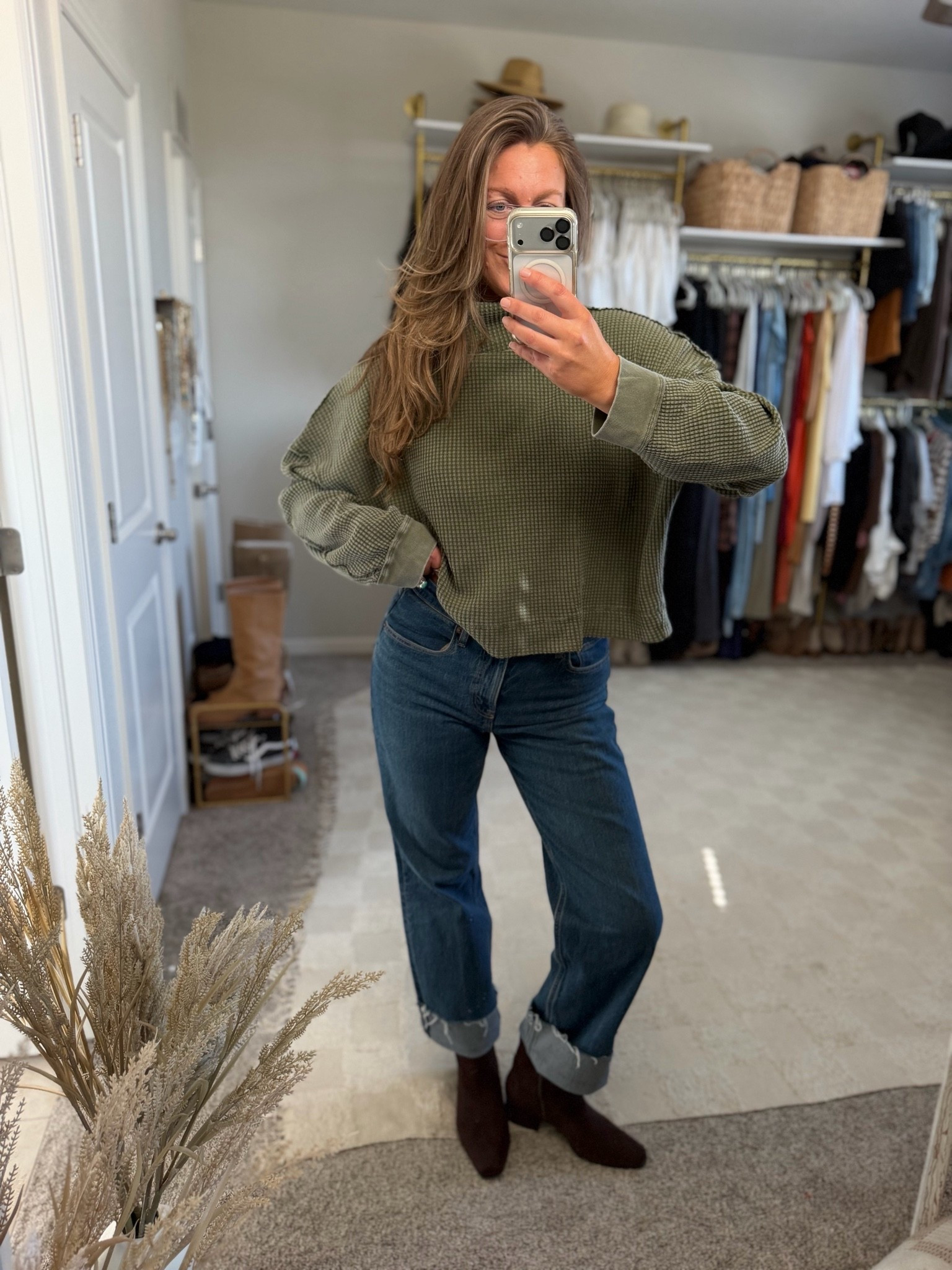 Medium top, 30 long jeans, 11 boots

#LTKTall #LTKOver40