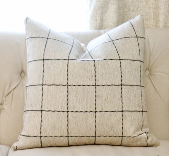 Check Pillow Cover- Black Gray & Ivory Plaid Pillow Cover -Light Gray Ivory Pillow - Throw Pillow -  | Etsy (US)