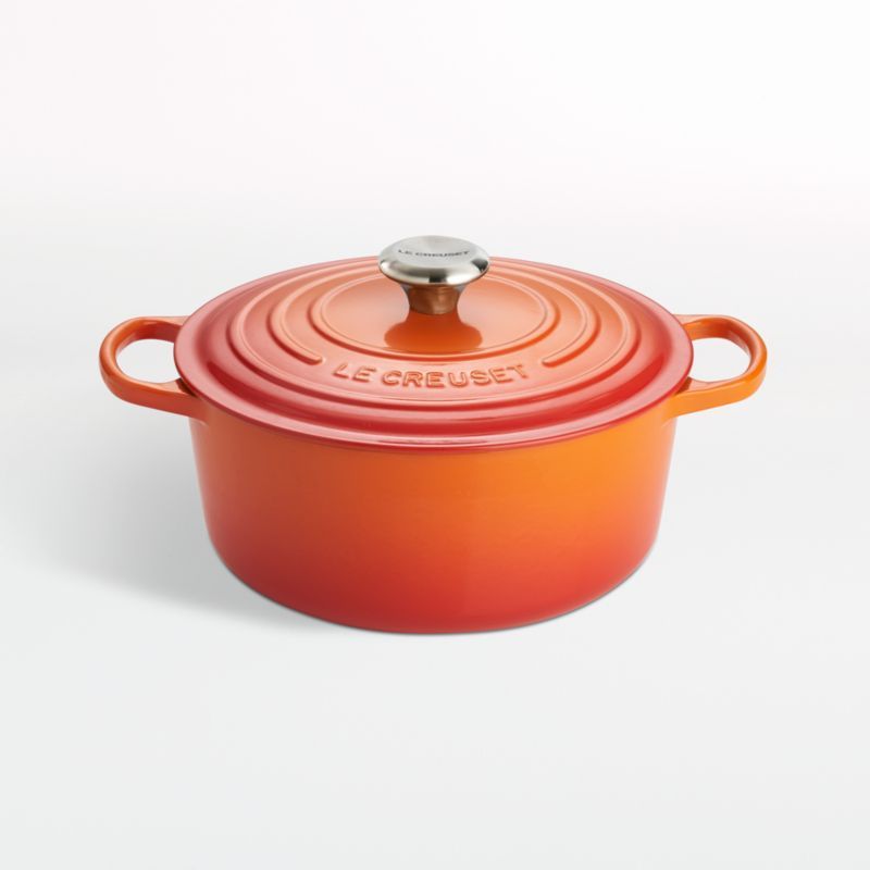 Le Creuset Signature Round 5.5-Qt. Flame Orange Enameled Cast Iron Dutch Oven with Lid + Reviews ... | Crate & Barrel