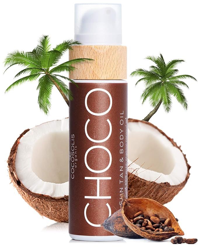 COCOSOLIS Choco Suntan & Body Oil - Organic Tanning Bed Lotion - Deep Chocolate Tan - Tanning Acc... | Amazon (US)