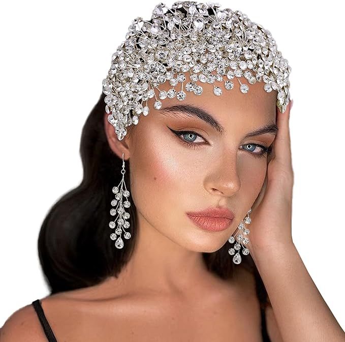 ULAPAN HP376 Silver Rhinestone Wedding Headpiece for Women Handmade Bridal Headband Hair Accessor... | Amazon (US)