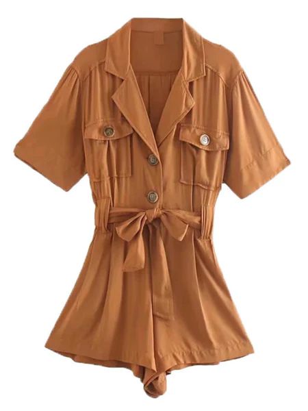 'Kristy' Pockets Belted Romper | Goodnight Macaroon