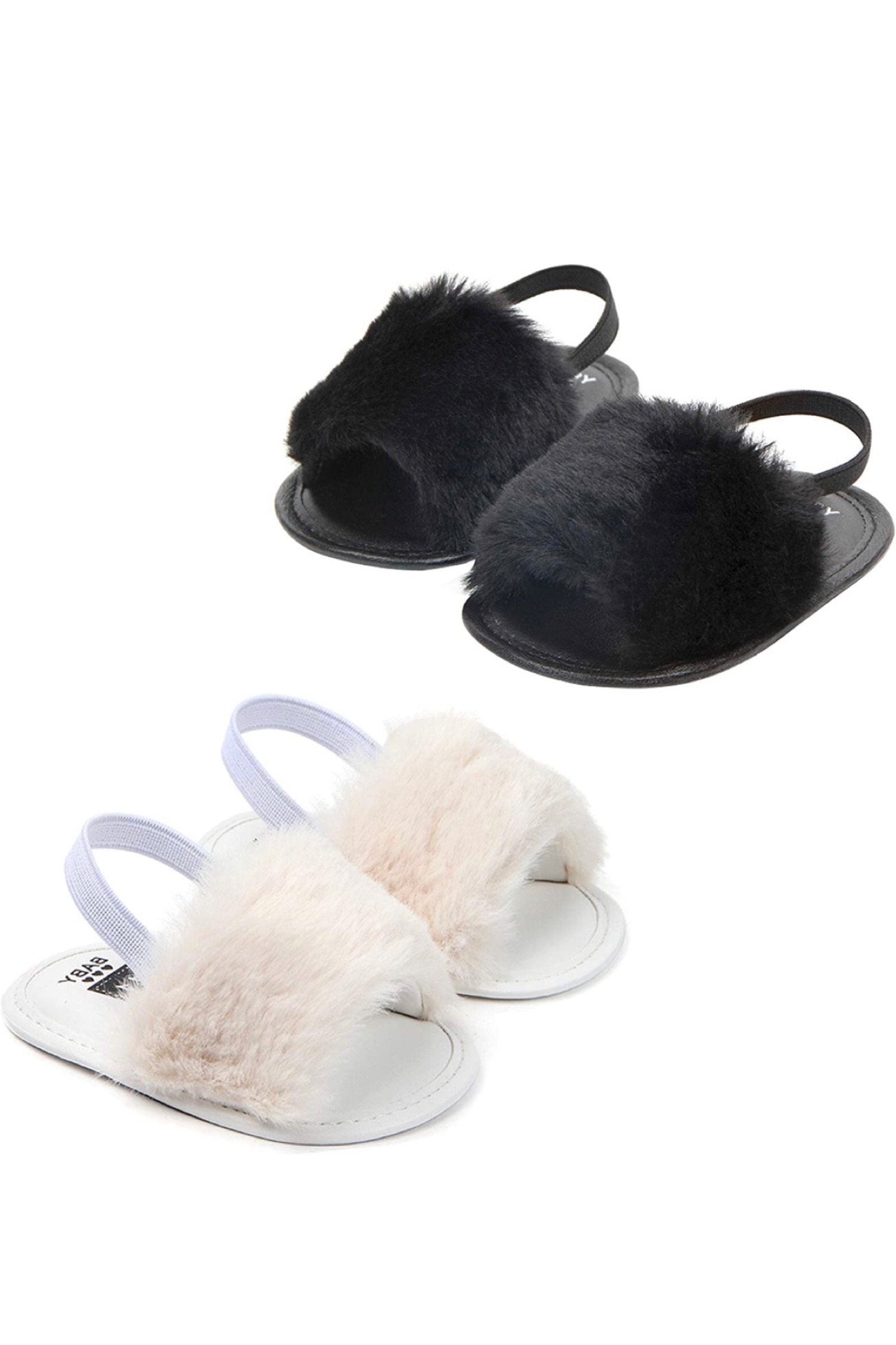 White and black baby toddler fuzzy slippers for $8 each! 

#LTKunder50 #LTKHoliday #LTKbaby