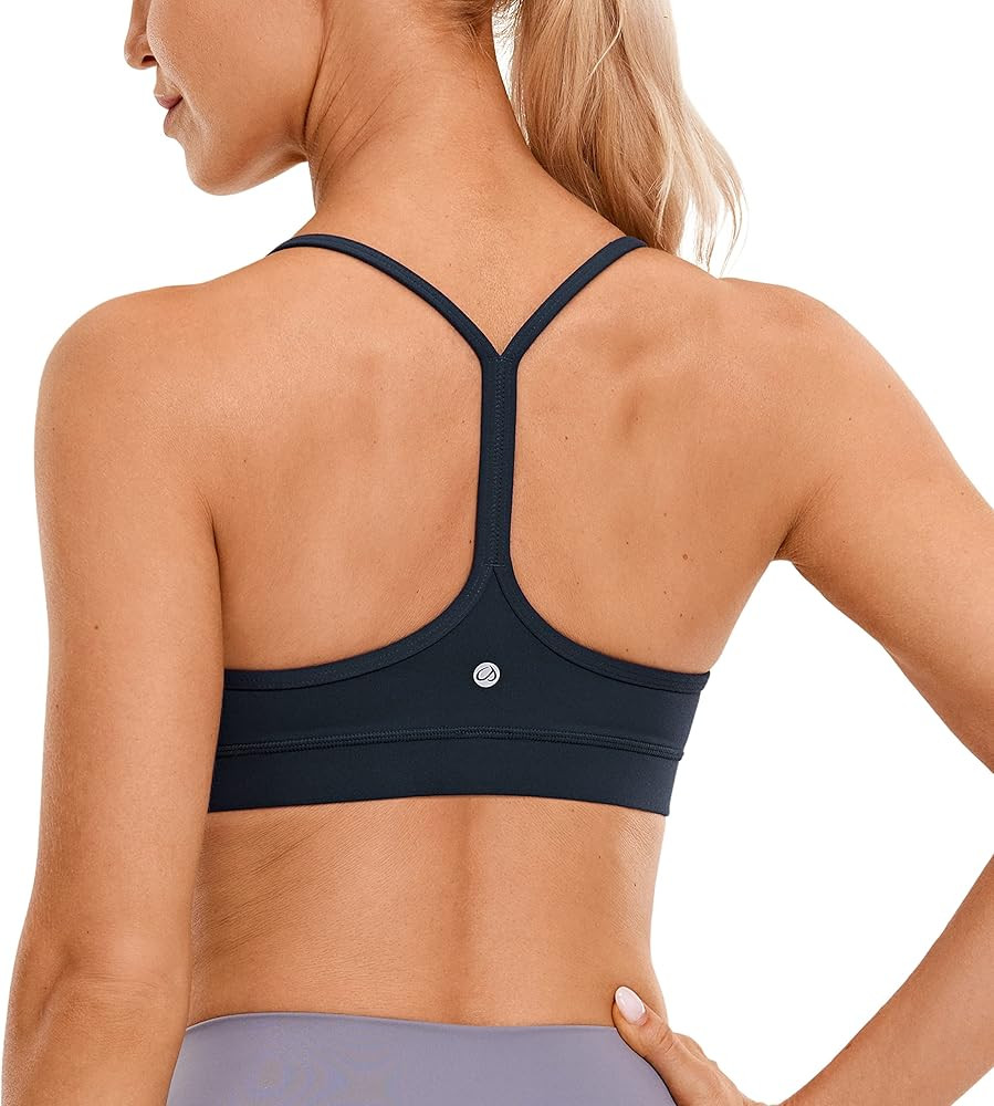 CRZ YOGA Butterluxe Womens Y Back Sports Bra - Padded Racerback Low Impact Spaghetti Thin Strap W... | Amazon (US)