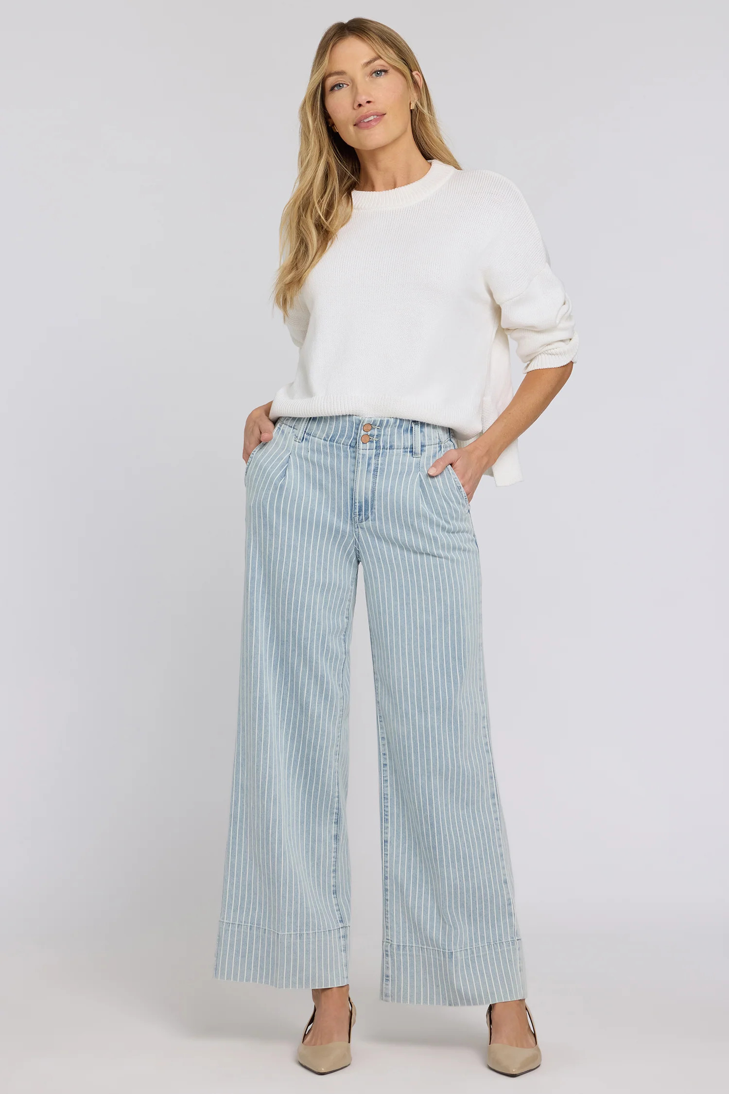 Simone Wide Leg Jeans - Azure Stripe | NYDJ
