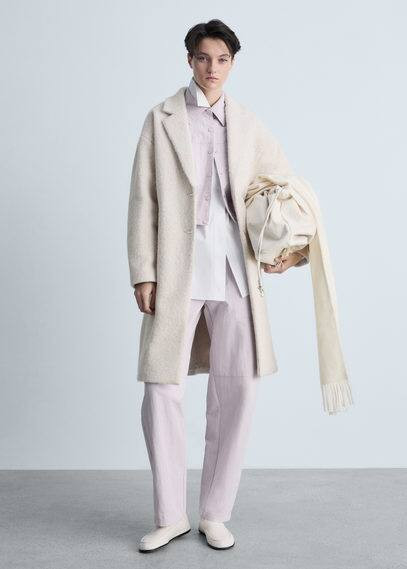 Oversized bouclé long coat beige - Women - L - MANGO | Mango (US/MX/AU)