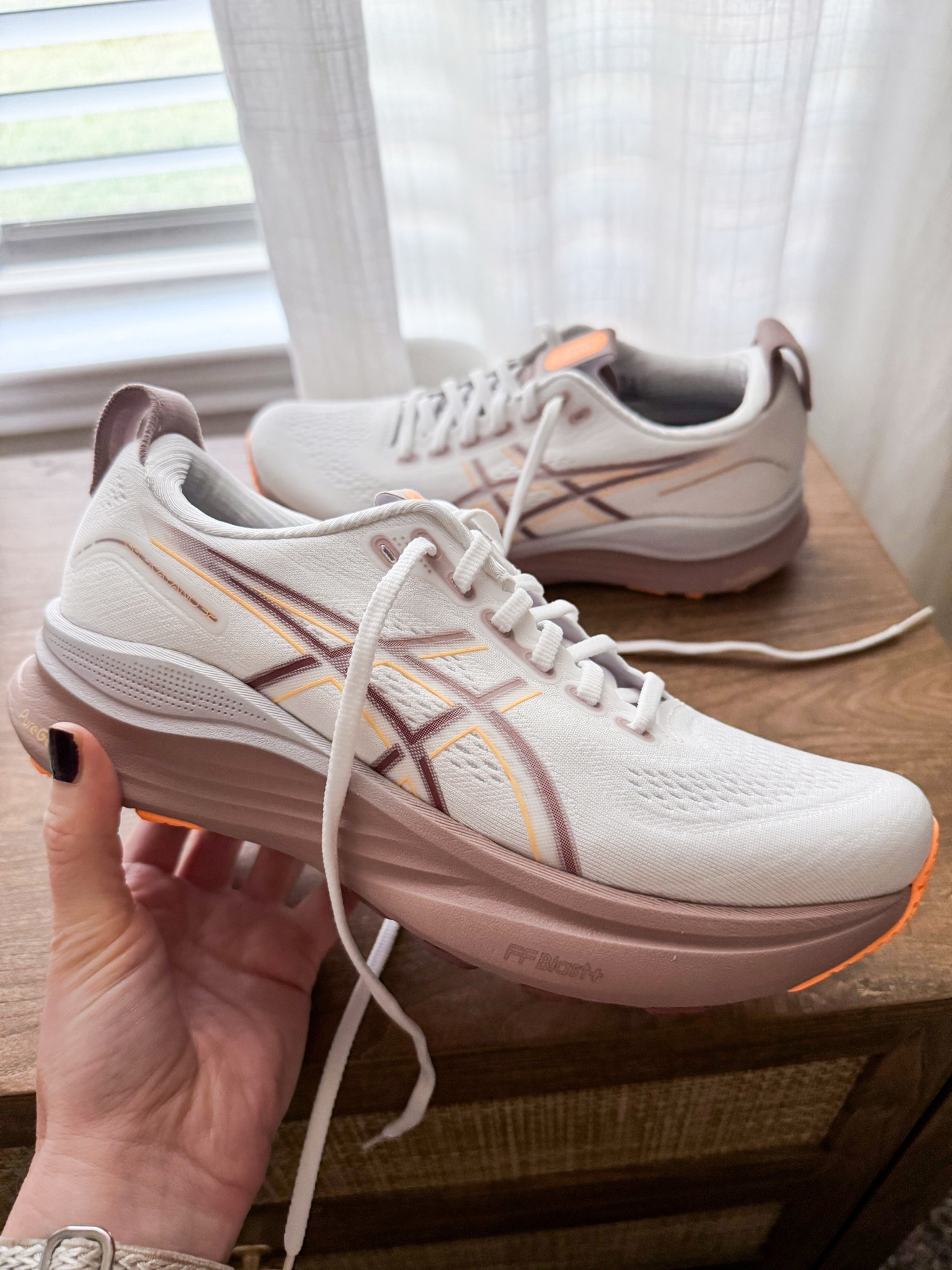 Walking shoes - needed a new pair for my daily 10k steps on the walking pad - I’ve been wearing on cloud which I also love but this pair of gel kayano felt even more comfortable! 

These have arch support and feel like a cushiony cloud - I’m a size 7.5 and I wear in an 8

#LTKfitnessgoals #LTKActive #LTKOver40