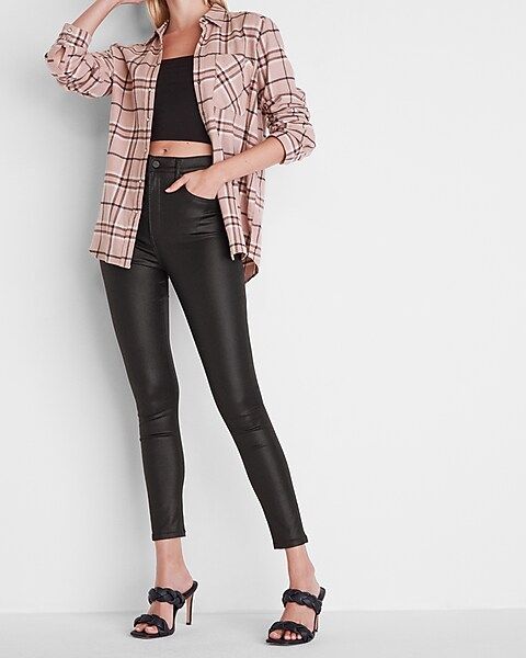 Patch Pocket Plaid Boyfriend Shirt | Express