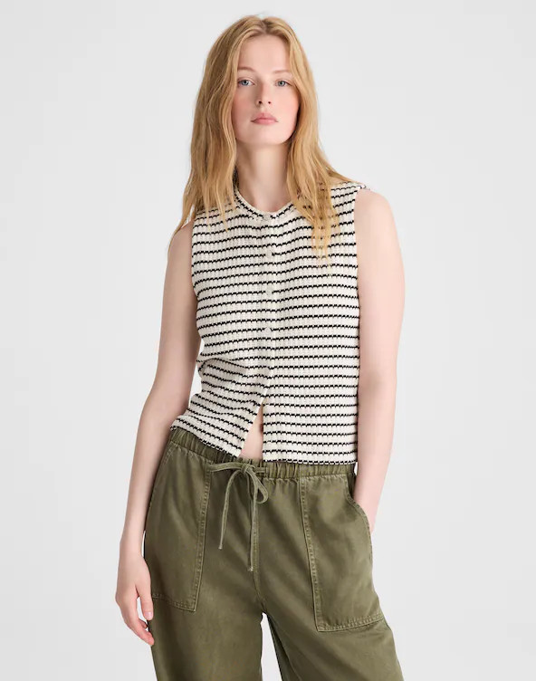 Textured-Knit  Button-Front Shell Top | Madewell